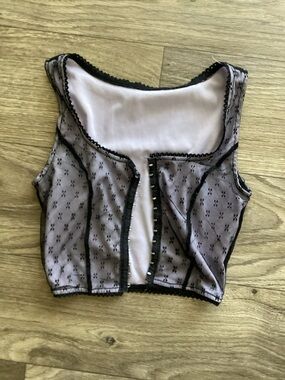 Whimsy goth y2k Lavender tank corset with black trim